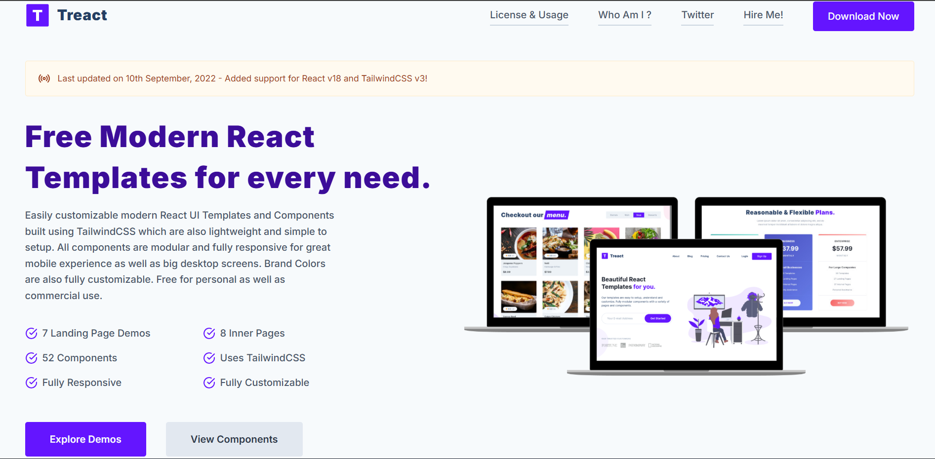 Treact: Koleksi Template React Modern & Komponen UI Gratis untuk Proyekmu